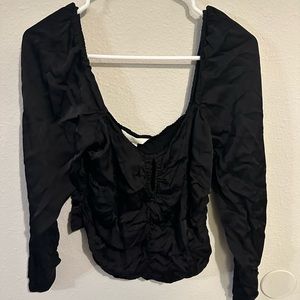 H&M Black Ruffled Cropped Long Sleeve